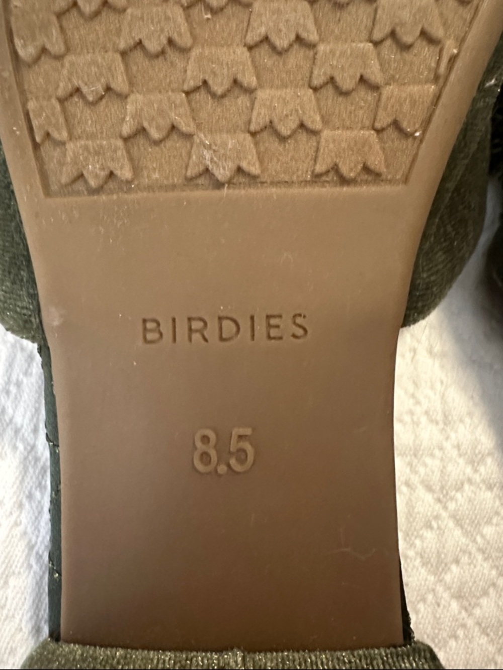 Birdies Olive Velvet Pom Mules - Picture 3 of 5
